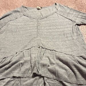 Free People Womens Coastline Peplum Henley Thermal Size Medium